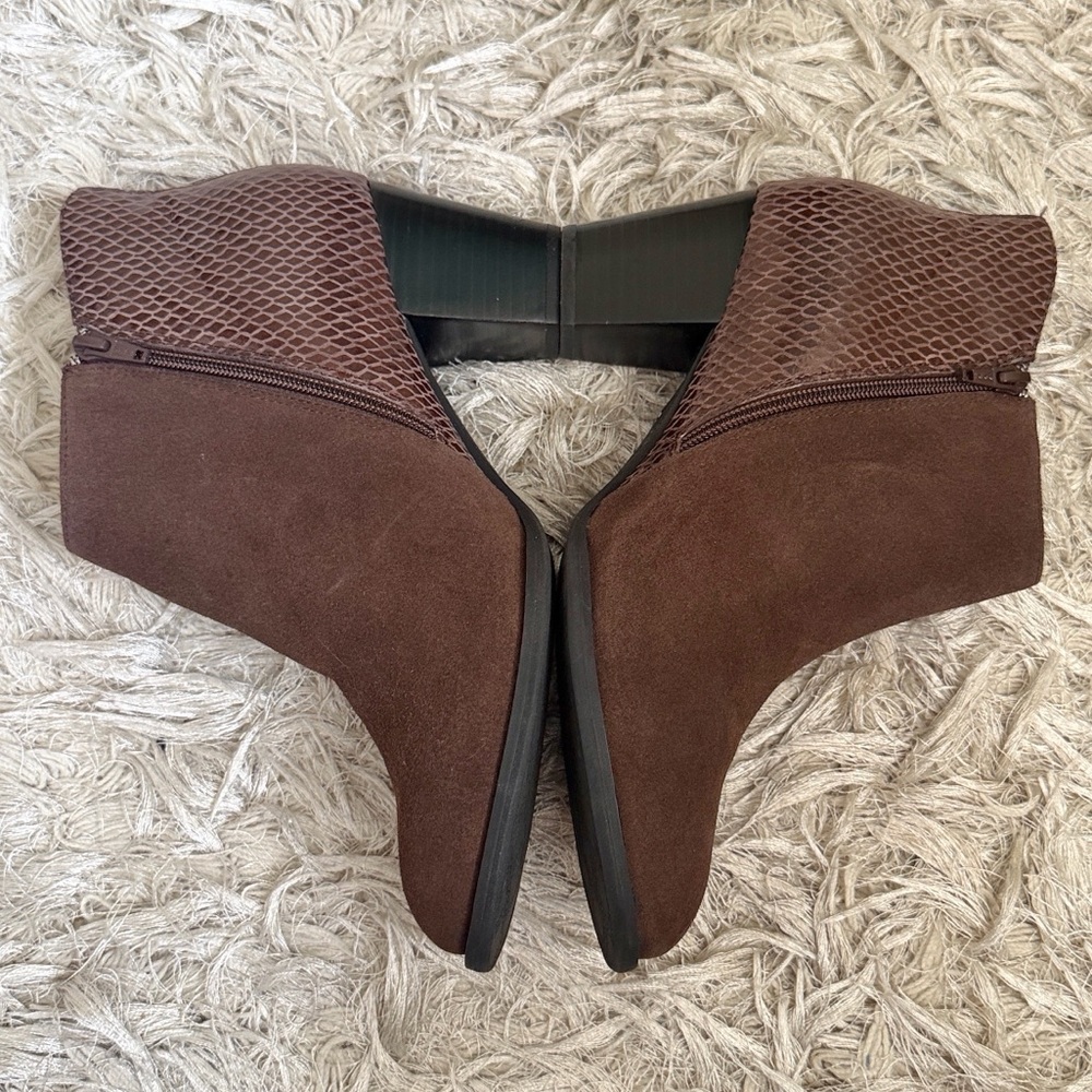 Vionic Upright Bromley Orthaheel Suede Leather Snake Print Ankle Boots Sz11 Wide - Picture 5 of 8